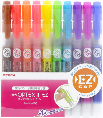 Zebra B-WKS11-E Optex 1 Highlighter, EZ, Brown, 10 Pieces