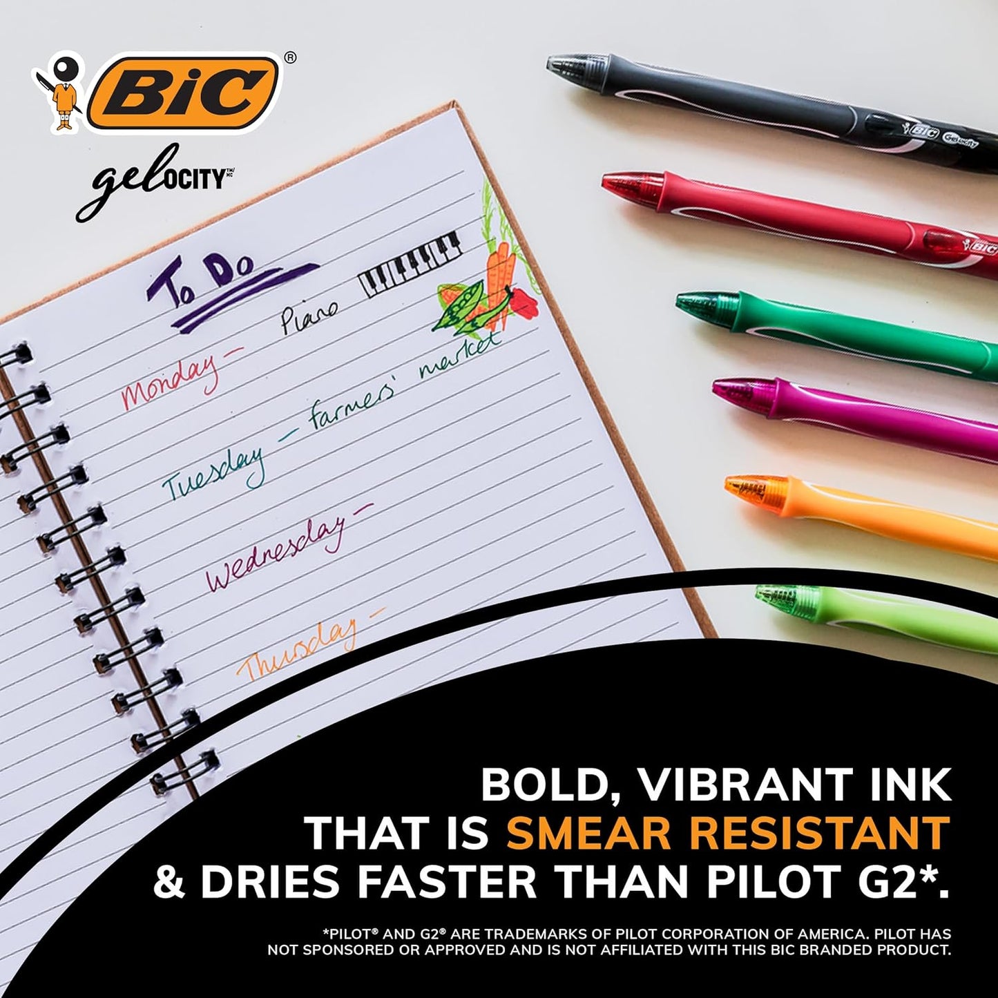 BIC Gelocity Quick Dry Blue Gel Pens, Medium Point (0.7mm), 12-Count Pack, Retractable Gel Pens with Comfortable Full Grip
