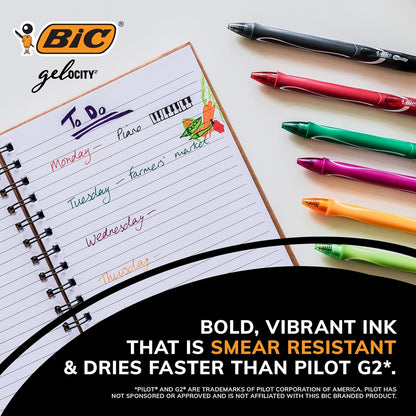 BIC Gelocity Quick Dry Blue Gel Pens, Medium Point (0.7mm), 12-Count Pack, Retractable Gel Pens with Comfortable Full Grip