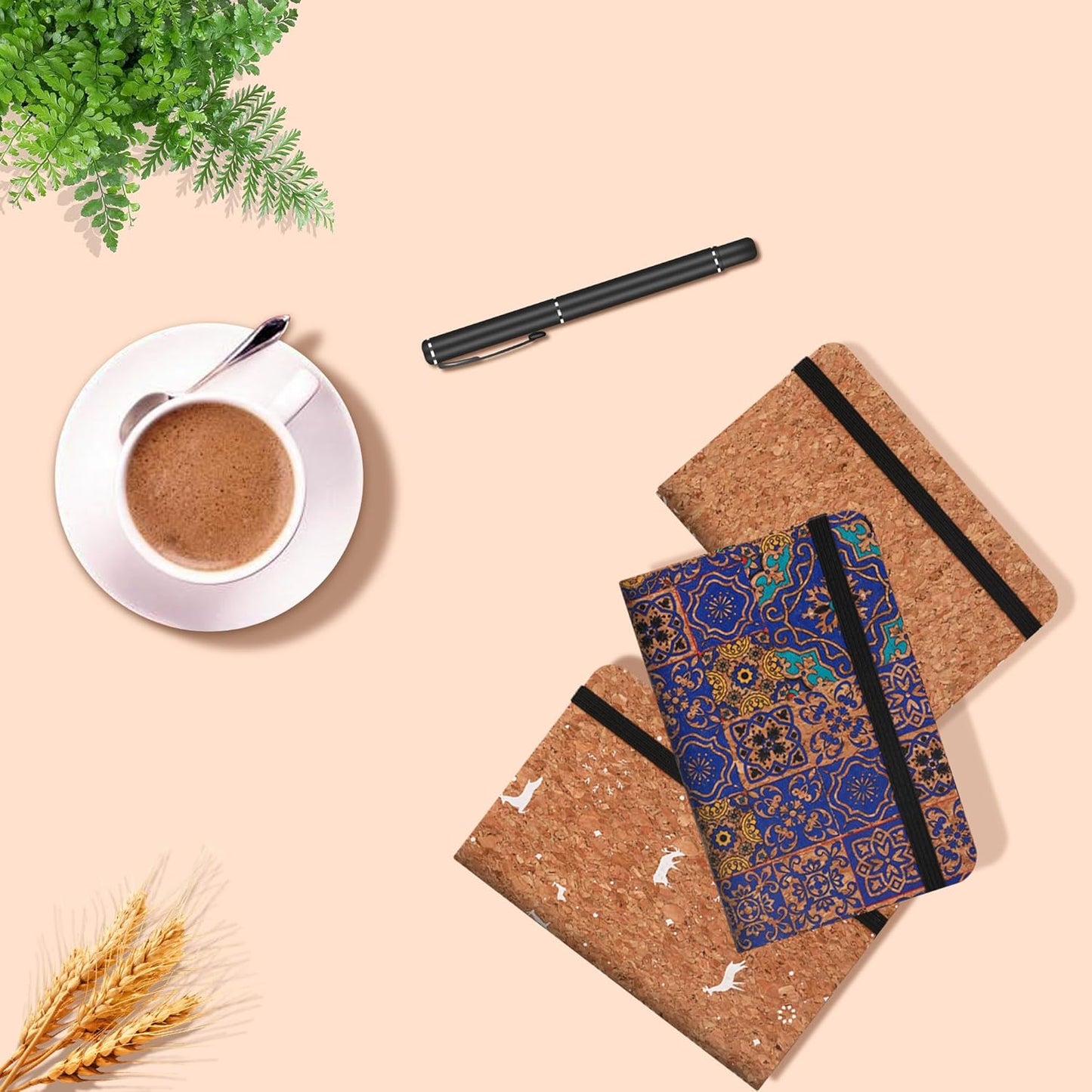BOBO RABBIT 3 Pack Pocket Journal Notebooks Small Mini Notebook for Note Taking Little Compact A6 Size Hardcover Cork Notepads for School Office Traveler Diary, 3.7"x5.7", Total 600 Pages