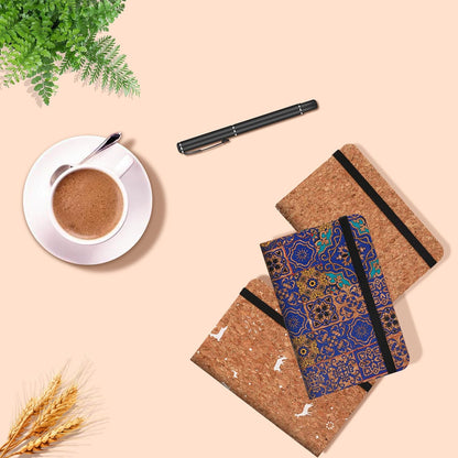 BOBO RABBIT 3 Pack Pocket Journal Notebooks Small Mini Notebook for Note Taking Little Compact A6 Size Hardcover Cork Notepads for School Office Traveler Diary, 3.7"x5.7", Total 600 Pages