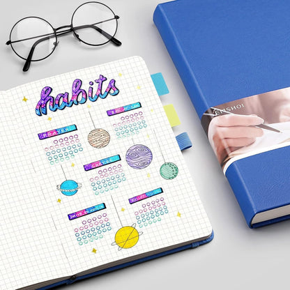 EMSHOI Graph Paper Notebook - 256 Pages A5 Graph Notebook/Journal, Hard Cover, 120gsm Thick Paper, Smooth PU Leather, Inner Pocket, 5.75'' × 8.38''-Black