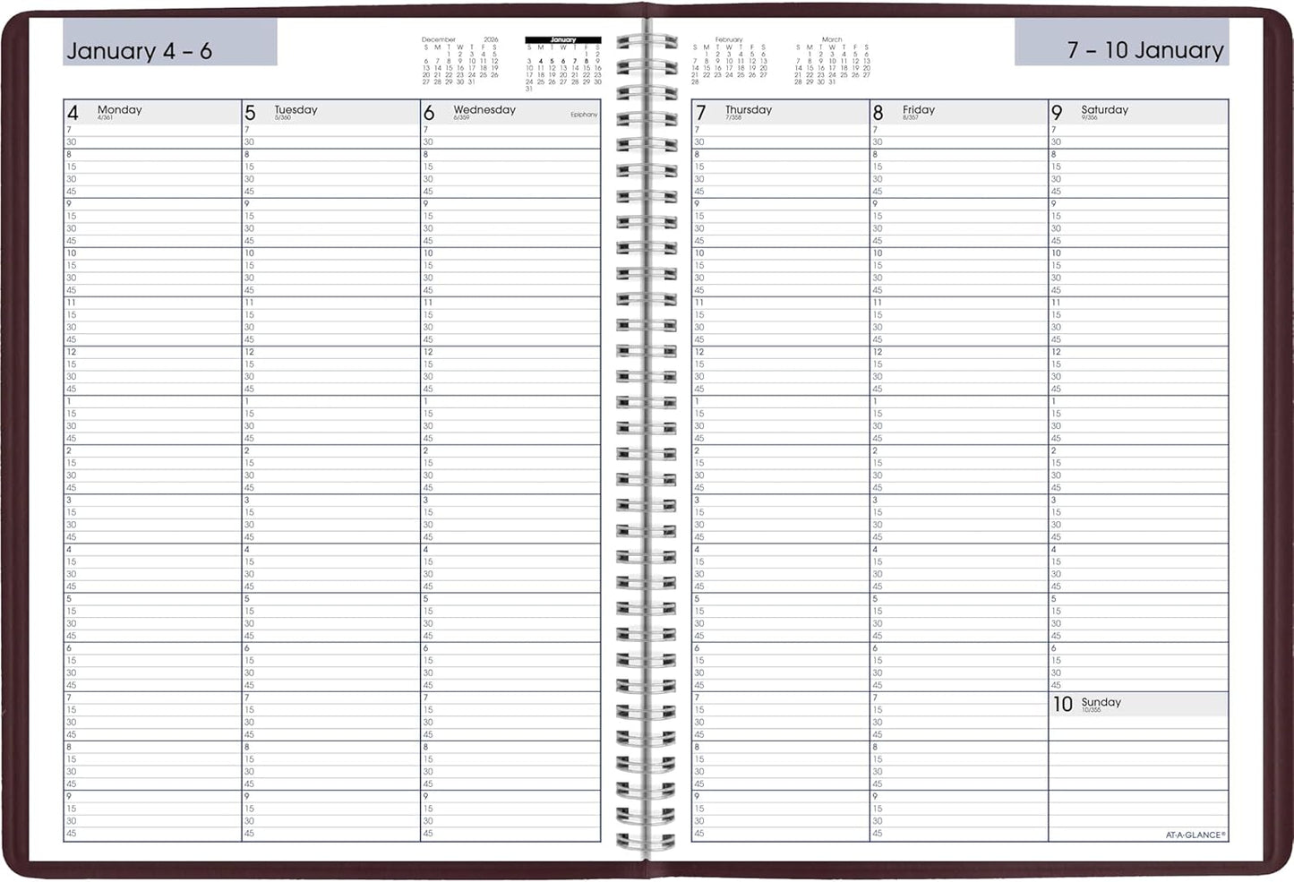 AT-A-GLANCE 2026 Appointment Book Planner, Weekly, 8" x 11", Large, Quarter-Hourly, DayMinder, Black (G5200026)