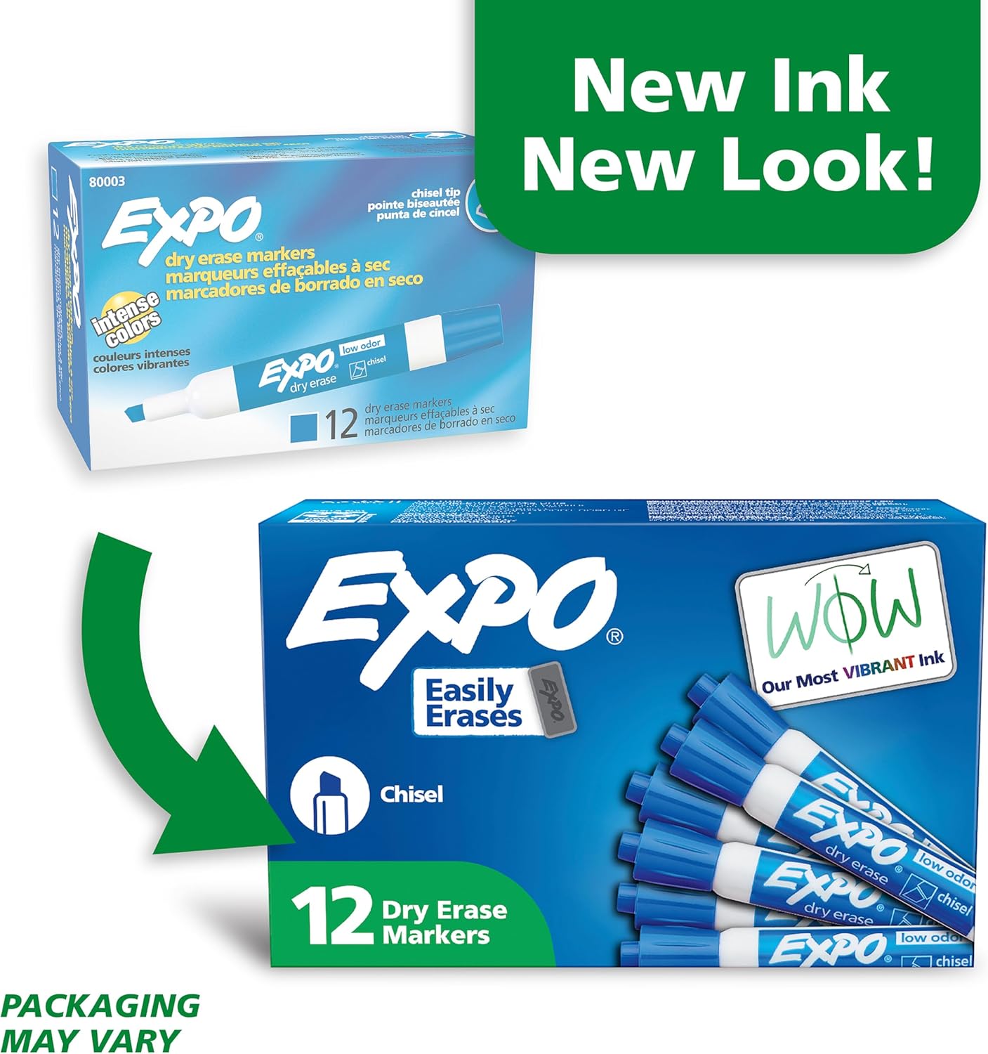 EXPO Dry Erase Markers, Low Odor Ink, Blue, Chisel Tip, 12 Count - Whiteboard, Calendar, Organization, Essential Supplies for Office, School, Classroom, Teachers
