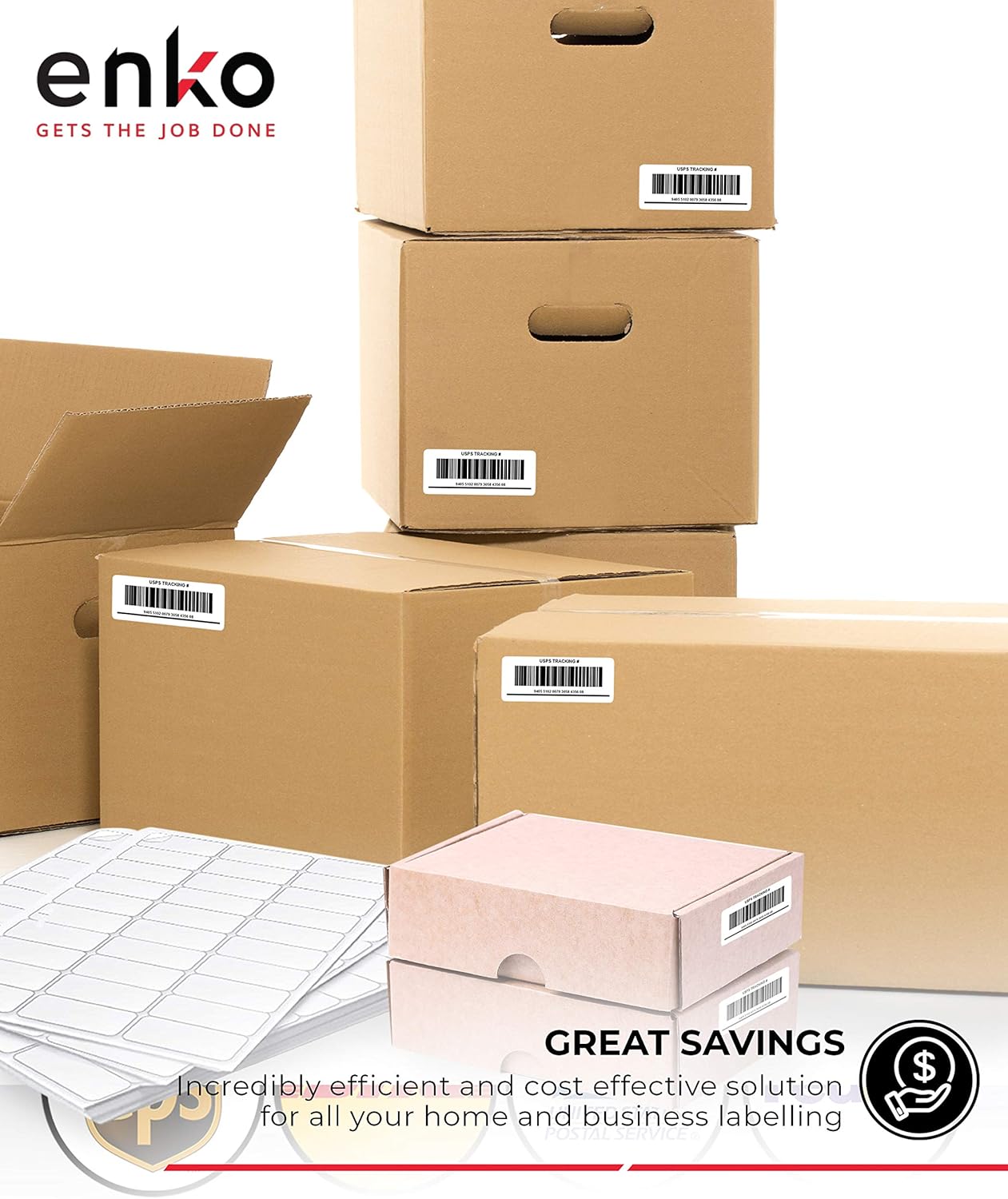 enKo 1 x 2-5/8 Inch 30 Up Return Mailing Address Labels White Printable FBA Labels (100 Sheets, 3000 Labels)