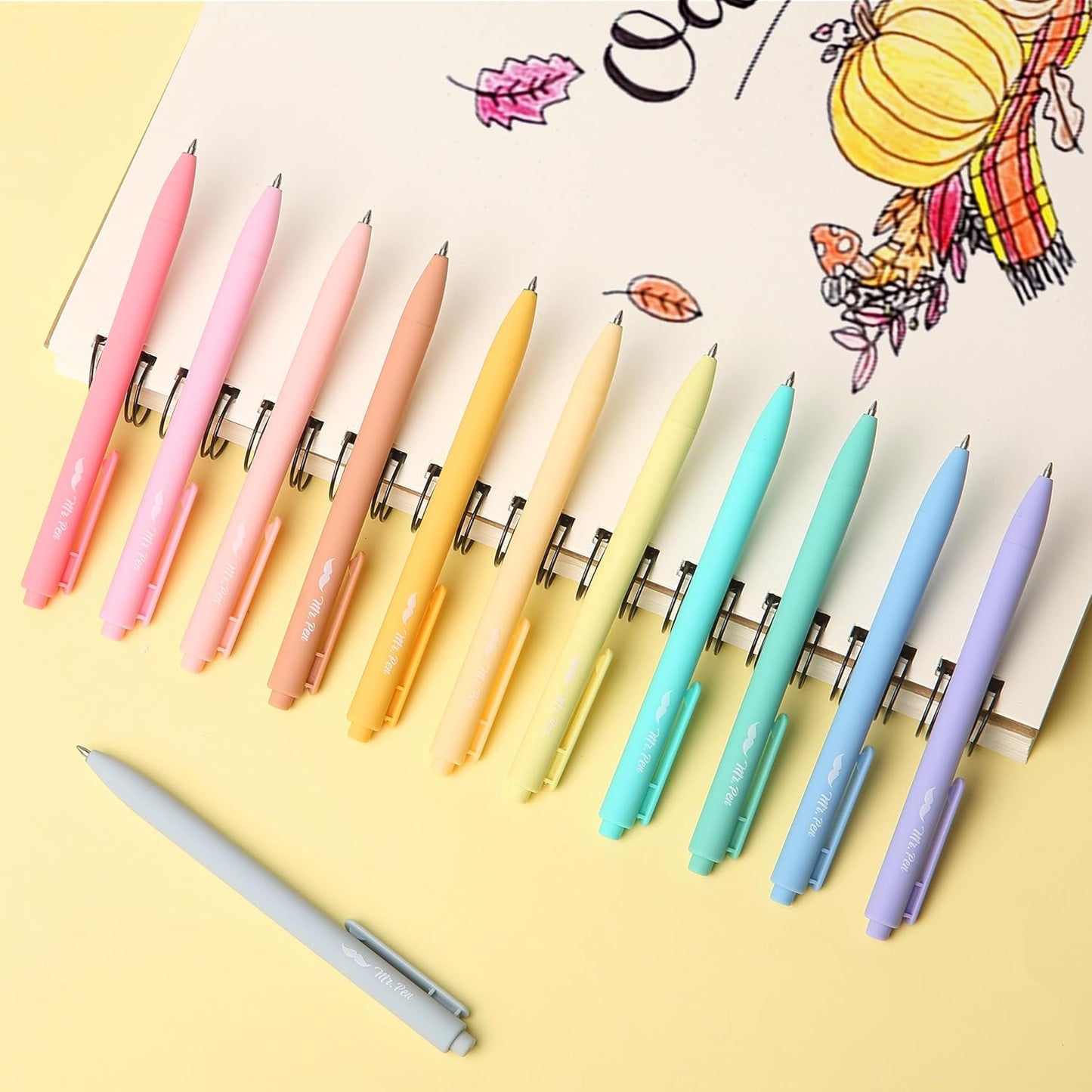 Mr. Pen- Retractable Gel Pens, 12 Pack, Colorful Ink, Fine Point 0.7mm, Fast Dry, Smooth Writing, Cute Pens for Drawing, Writing Planner and School Supplies
