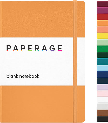 PAPERAGE Lined Journal Notebook, (Black), 160 Pages, Medium 5.6 in x 8 in - 100 GSM Thick Paper – Hardcover Journaling Notebook for Work, School & Note Taking