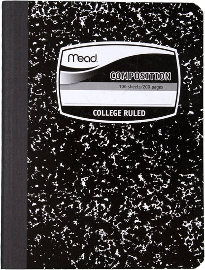 Mead Composition Books/Notebooks, College Ruled Paper, 100 Sheets, 5 Pack (72930)
