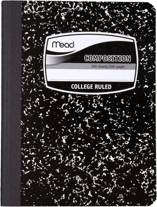 Mead Composition Books/Notebooks, College Ruled Paper, 100 Sheets, 5 Pack (72930)