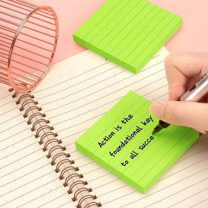 Lined Sticky Notes 3x3 Sticky Notes with Lines Self-Stick Notes Bright Color 4 Pads 90 Sheets/Pad (Pastel)