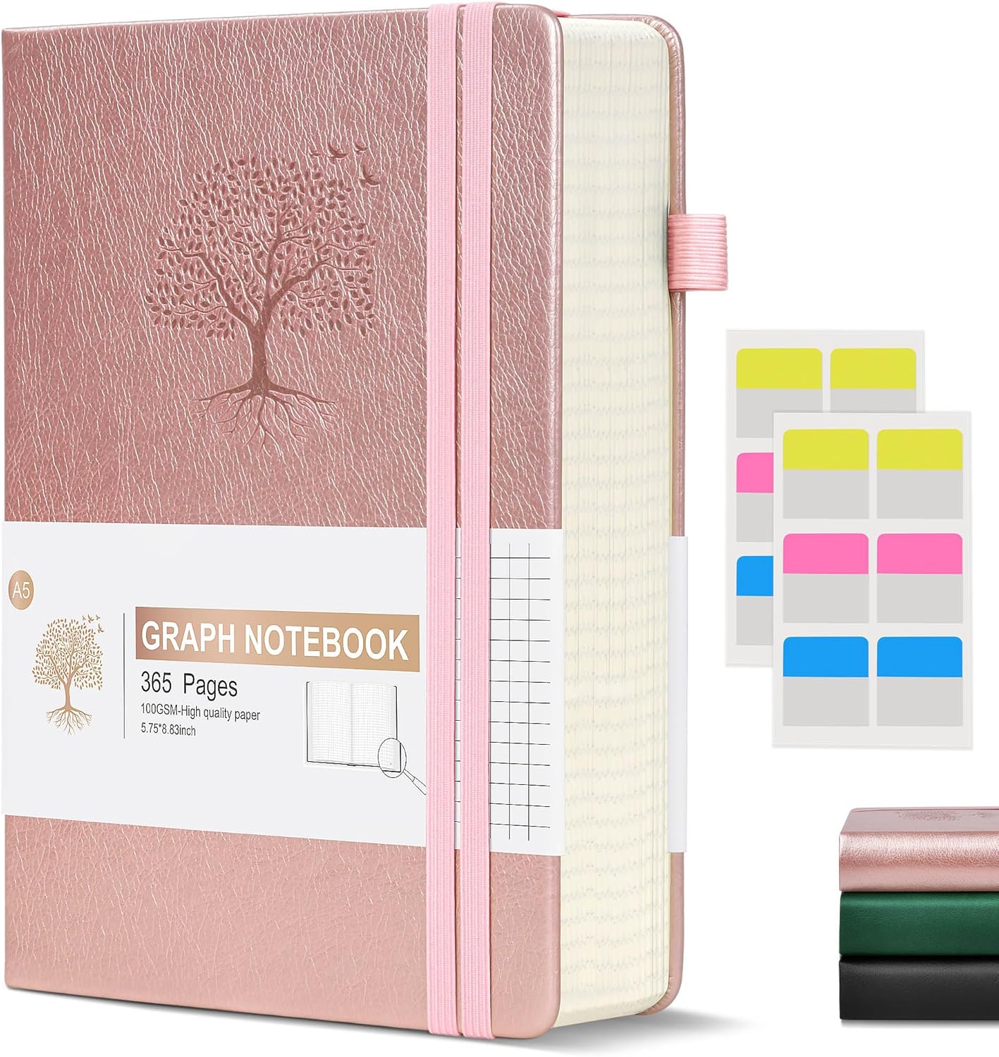 Lined Journal Notebook -365 Pages A5 Thick Journals for Writing Ruled Notebook, Hardcover Leather Journal for Women Men Daily Journal Notebook for Work, Note Taking, 100Gsm Lined Paper( 5.75'' X 8.38'' Green)