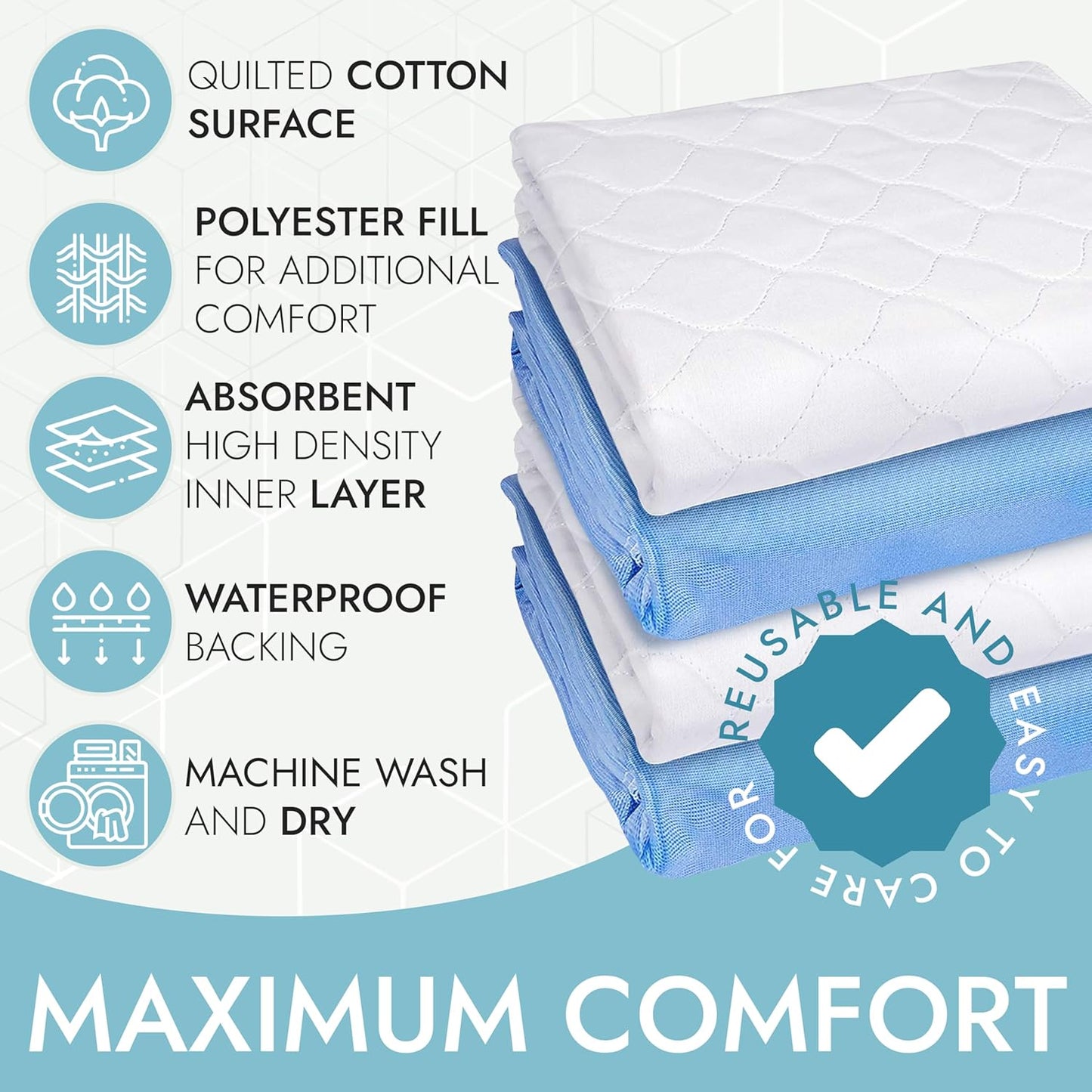 Epica Premium Ultra Plus Waterproof Sheet Protector Bed Pad, Under-pad, Quilted, Waterproof, and Washable, 34" x 52" for Children or Adults with Incontinence 34”x 52” (500 Washes ) Pack of 1