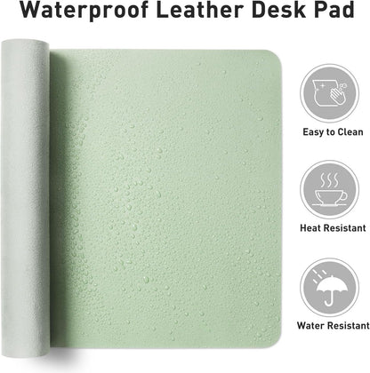 Aothia Non-Slip Waterproof PU Leather Desk Pad Protector for Mouse, Writing Desk, Office, Home, Laptop Blotter, 23.6" x 13.7", Black - Colors A