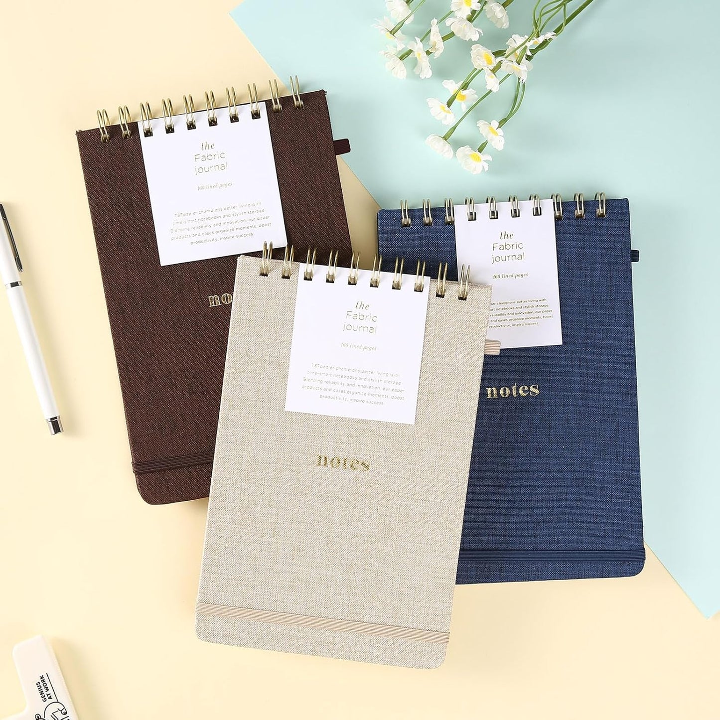 A5 Top Spiral Notebook – Hardcover Journal 160 Pages 100 GSM Thick Paper With Elastic Band & Pen Holder Steno Pads College Ruled Writing Notebooks for Work School Travel Pink