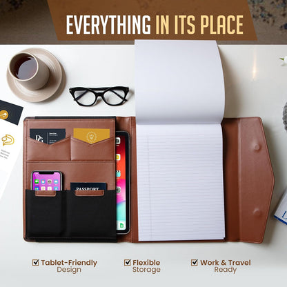 STYLIO Padfolio Folder with Removable Clipboard | Portfolio Organizer | Binder with Storage for Notebook, Notepad | Nursing Clipboard Folio, CNA Accessories for Work | Vegan Leather