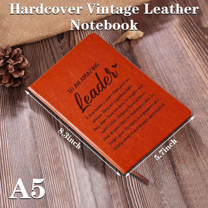 Gift for Boss,A5 Hardcover Leather Journal for Women,Journal Notebook for Work,Thank You Gifts,Leadership Gifts (great LEADER)