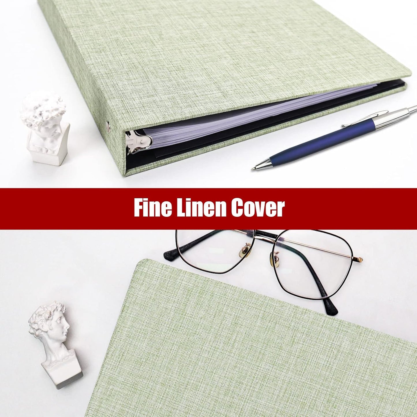 Vienrose 3 Ring Binder 1 Inch Round Rings with Linen Fabric Cover, Fits 8.5 x 11 Inch Paper, Durable Organizer for School, Office, Home, Recipes, Grey
