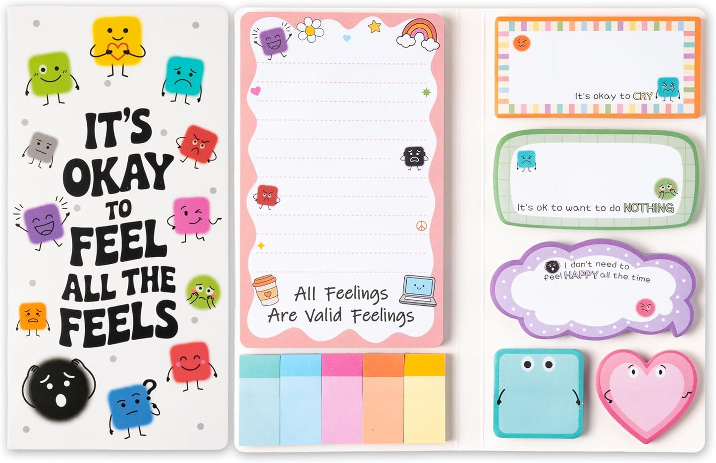 B1ykin Cute Sticky Notes Set - Stay Alive Skeleton Shaped Self-Stick Notes Pad, 550 Sheets Writing Memo Pages Sticky Notepad for Teacher Appreciation Gifts, School Office Supplies (Funny Skeleton) - Colors B