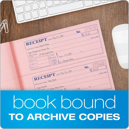 Adams Money and Rent Receipt Books, 3-Part Carbonless, 7-5/8" x 10-7/8", Bound Wraparound Cover, 100 Sets per Book, 4 Receipts per Page, 5 Books per Pack (TC1182-5)