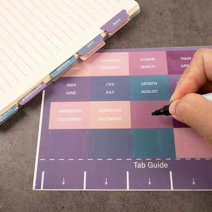 Lumintutu Laminated Planner Monthly Stickers,40 Adhesive Plan Tabs for Notebooks (2 Sets 12 Month Tabs and 16 Blank Tabs), Calendar Monthly Divider Set (Cappuccino)