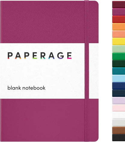 PAPERAGE Lined Journal Notebook, (Black), 160 Pages, Medium 5.6 in x 8 in - 100 GSM Thick Paper – Hardcover Journaling Notebook for Work, School & Note Taking
