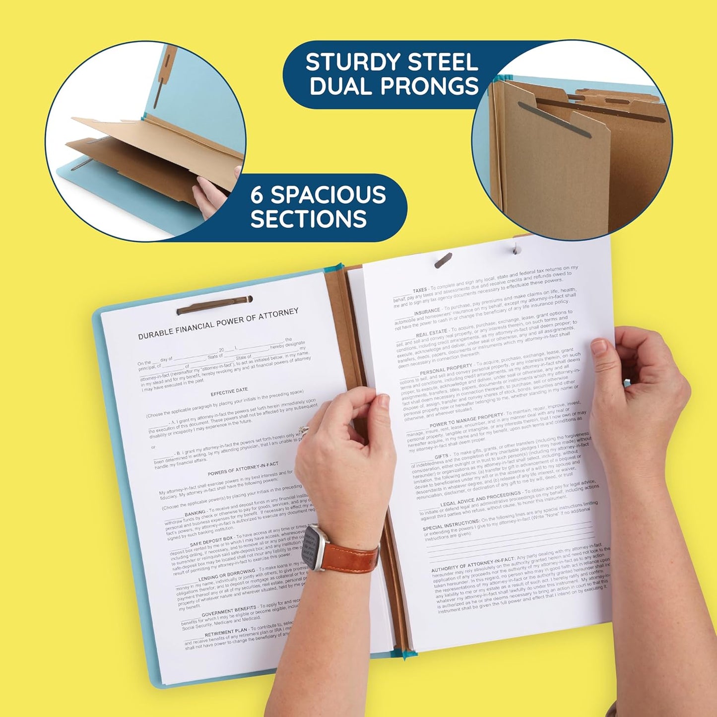 30 Legal Size Classification Folders, 2 Divider 2 Inch Tyvek Expansions, Durable 2 Prongs Designed to Organize Standard Law Client Files, Office Reports, 30 Legal Folders, Light Blue