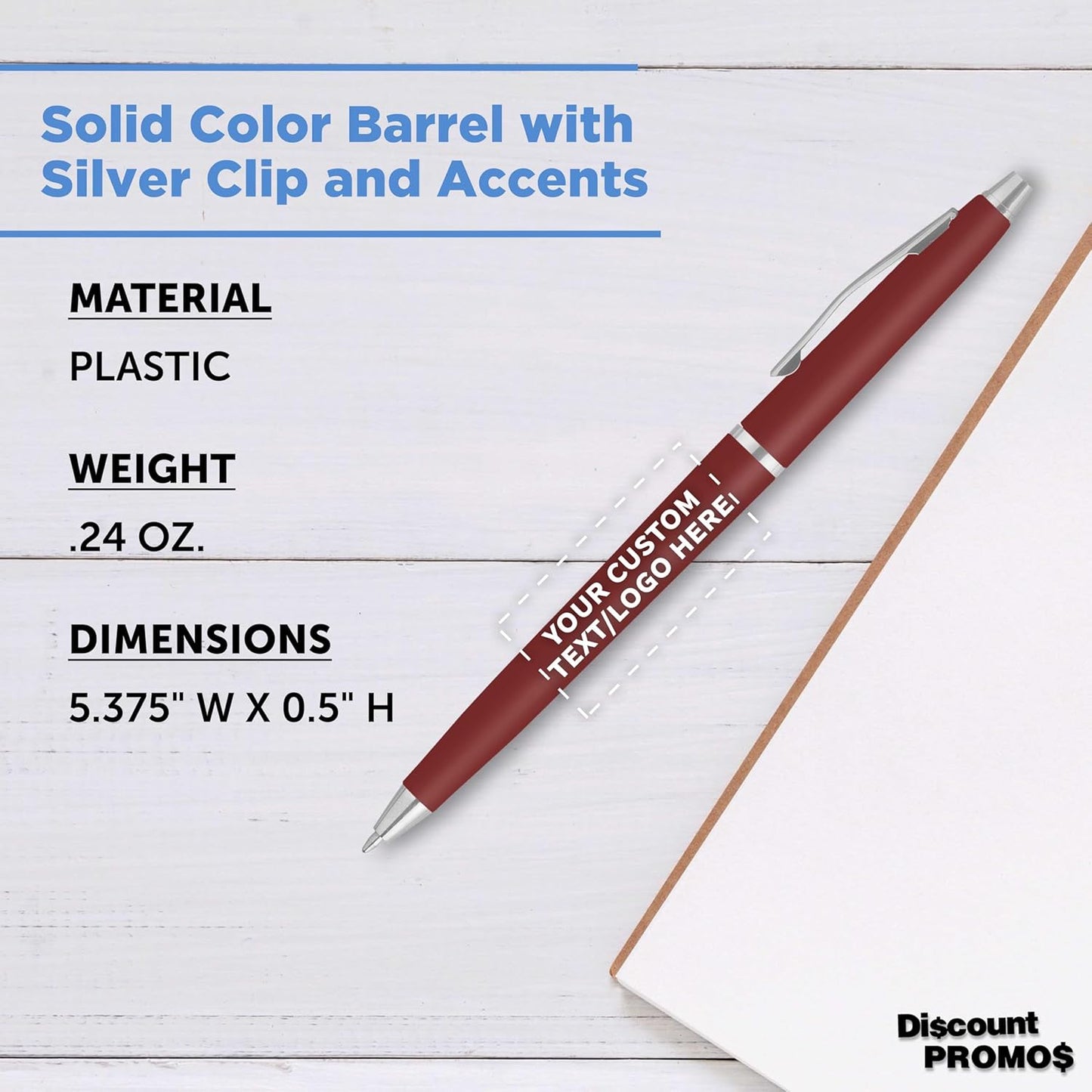 Personalized Langham Ballpoint Pens, Set of 10/50/100 by DISCOUNT PROMOS - Black Ink, Great for Office, Business, Tradeshows - Black