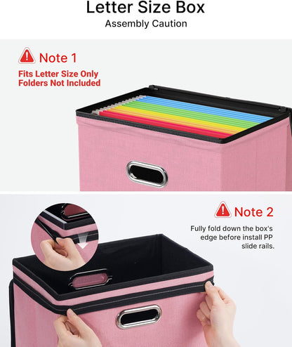 Oterri 2 Pack File Organizer Boxes with Lids, File Box with Mesh Pockets, Document Organizer Box for File Folders Letter Size, Zippers Filing Box for Home, Office, School (Green, Without Folders)