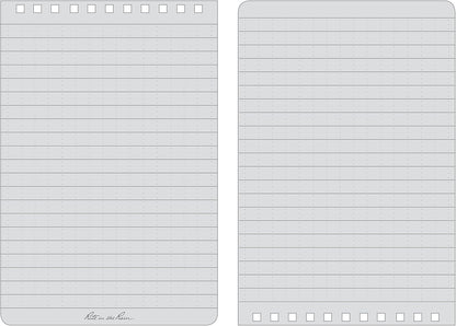 Rite in the Rain Weatherproof Top Spiral Notebook, 3" x 5", Black Cover, Universal Pattern, 3 Pack (No. 735-3X)
