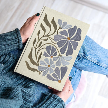 Lady Jayne Embroidered Canvas Hardcover Journal with 192 Lined Pages, 6” x 8.5” – Flower Market Poppy (83289)