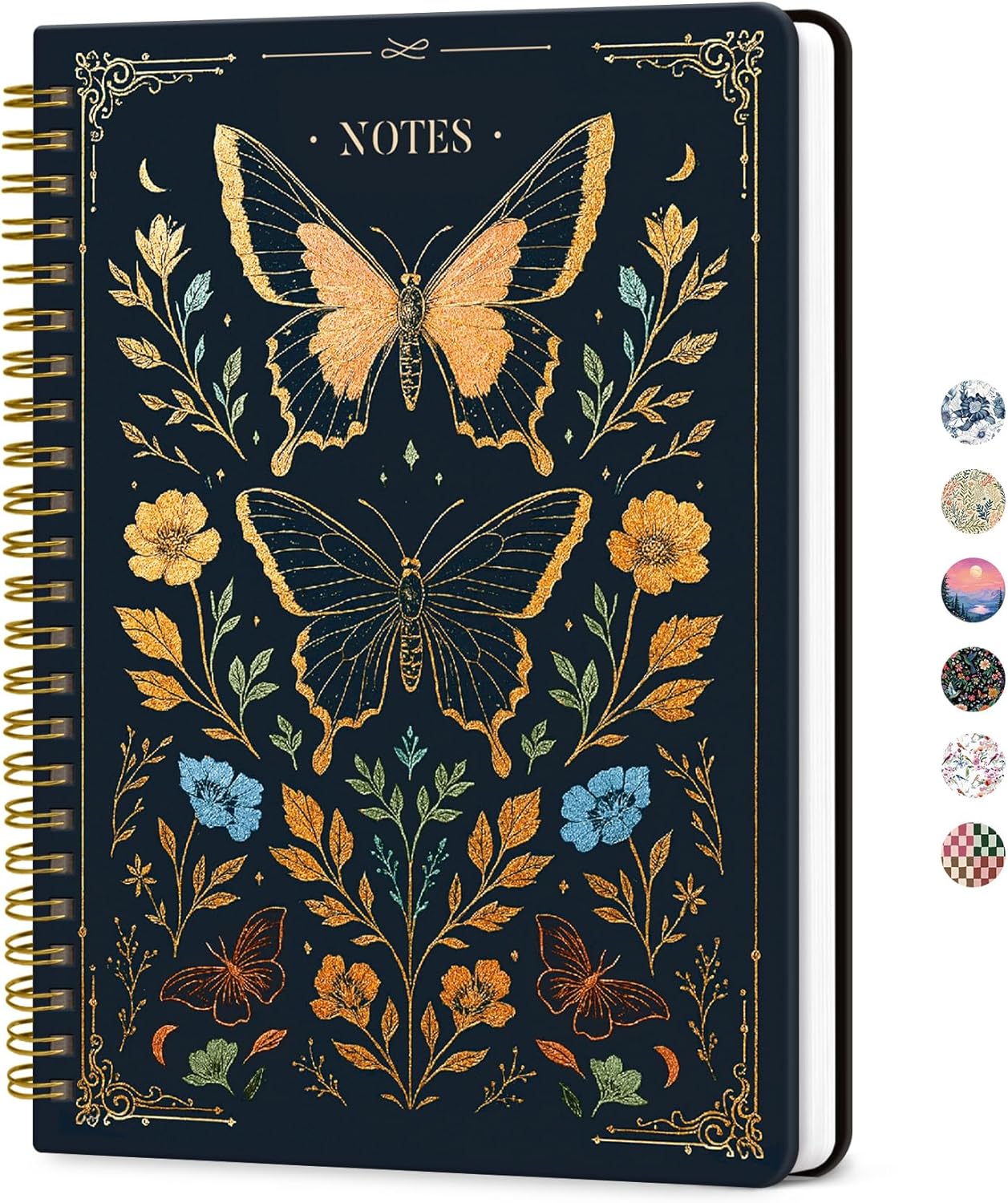 ZOTIA Lined Spiral Journal for Women, A5 Cute Hardcover College Ruled Notebook for Work, School & Note Taking, Aesthetic Writing Journal, 140 Pages (5.8" x 8.3"), Blue Floral
