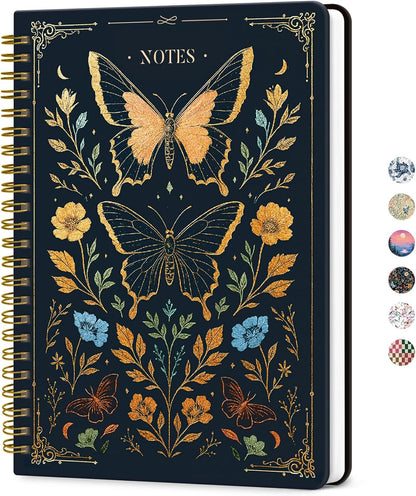 ZOTIA Lined Spiral Journal for Women, A5 Cute Hardcover College Ruled Notebook for Work, School & Note Taking, Aesthetic Writing Journal, 140 Pages (5.8" x 8.3"), Blue Floral