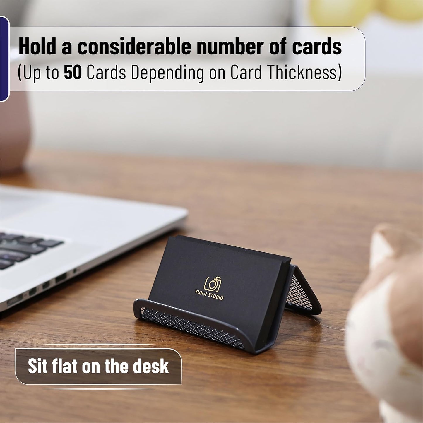Mr. Pen- Metal Mesh Business Card Holders, 3 Pack, Black, Durable Stainless Steel Card Stand for Desk, Office, and Business Use, Straight, Flat and Smooth Design