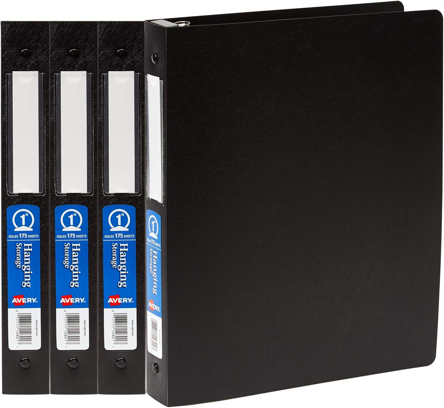 Avery Hanging Storage 3 Ring Binder, 1 Inch Round Rings, 1 Black Binder (14801)