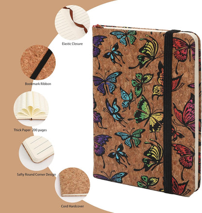 BOBO RABBIT 3 Pack Pocket Journal Notebooks Small Mini Notebook for Note Taking Little Compact A6 Size Hardcover Cork Notepads for School Office Traveler Diary, 3.7"x5.7", Total 600 Pages