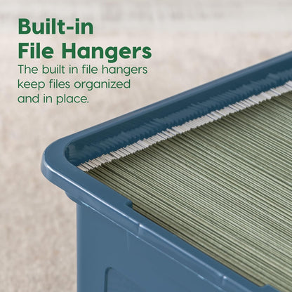IRIS USA File Box, Plastic File Organizer with Lids for Letter/Legal File, Portable Document Box For Moving, Storage Bin with Durable and Secure Lid, Stackable Nestable BPA-Free, Clear 35 Qt. 4 Pack