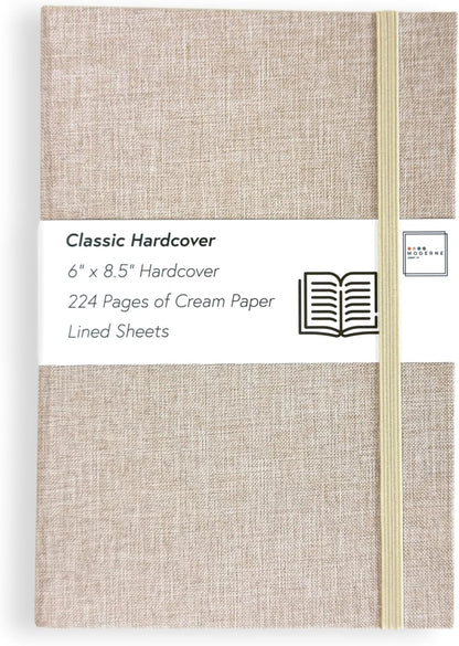 Portage Blank Hardcover Aesthetic Notebook Writing Journal – Bleed-Proof Paper Notepad for Journaling, High GSM, A5 Notebook, Cream Pages - Salmon, 6 x 8.5 Inches, 224 Pages