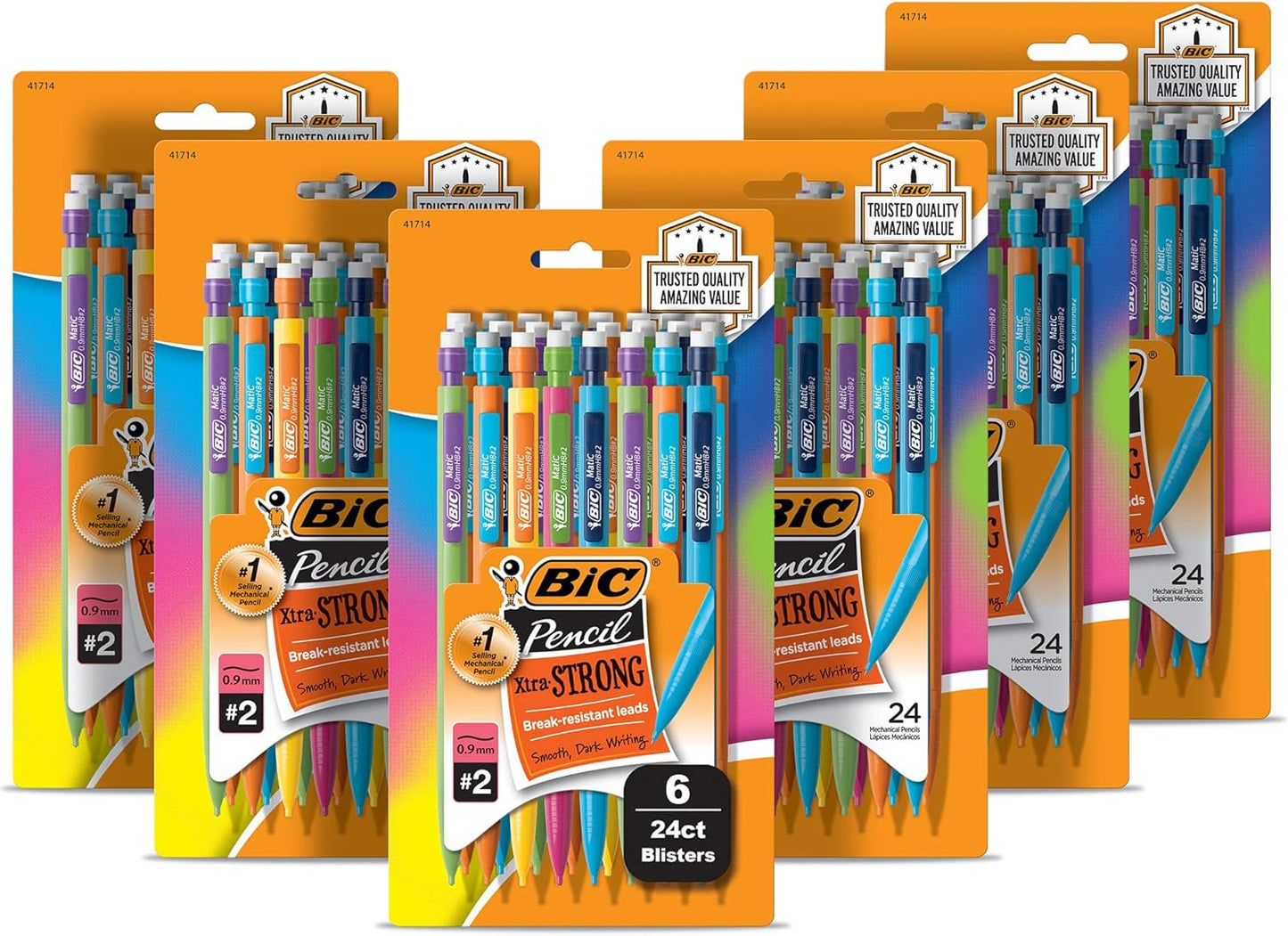 BIC Xtra-Strong Mechanical Pencil, Colorful Barrel, Thick Point (0.9mm), 48-Count