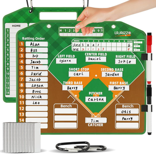 Magnetic Baseball Lineup Board，Baseballs Lineup Cards Baseball Lineup Board for Dugout Baseballs Clipboard for Coaches Softball Coach Must Haves Marker Boards Baseball Coaching Accessories（Green）