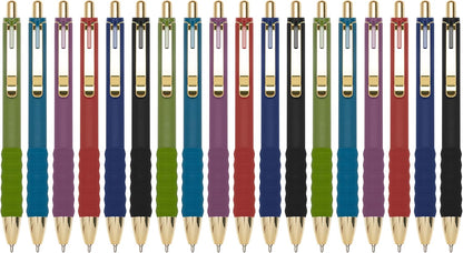 Linbsunne Ballpoint Pens Black Medium Point 1mm Pen with Super Soft Grip Ball Point Pen for Men Women Retractable Pens (gold-12 pcs)
