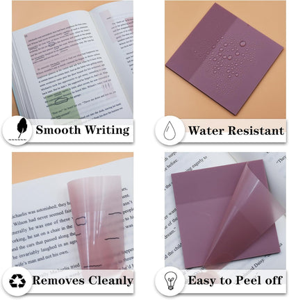 YOUDEFUL 1600pcs Translucent Sticky Note Tabs, Morandi Page Markers for Annotating Books,Repositionable Book Flags Tabs Strip with Binders, Clear Sticky Notes,Page Tabs,Index Tabs