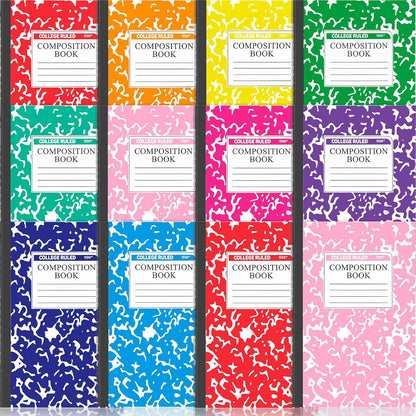 Fainne 12 Pack A5 Composition Notebooks Bulk College Ruled Composition Notebook College Ruled Notebooks Marble Covers Notebook for Student Classroom Office Supplies 8.2 x 5.5(Blue)
