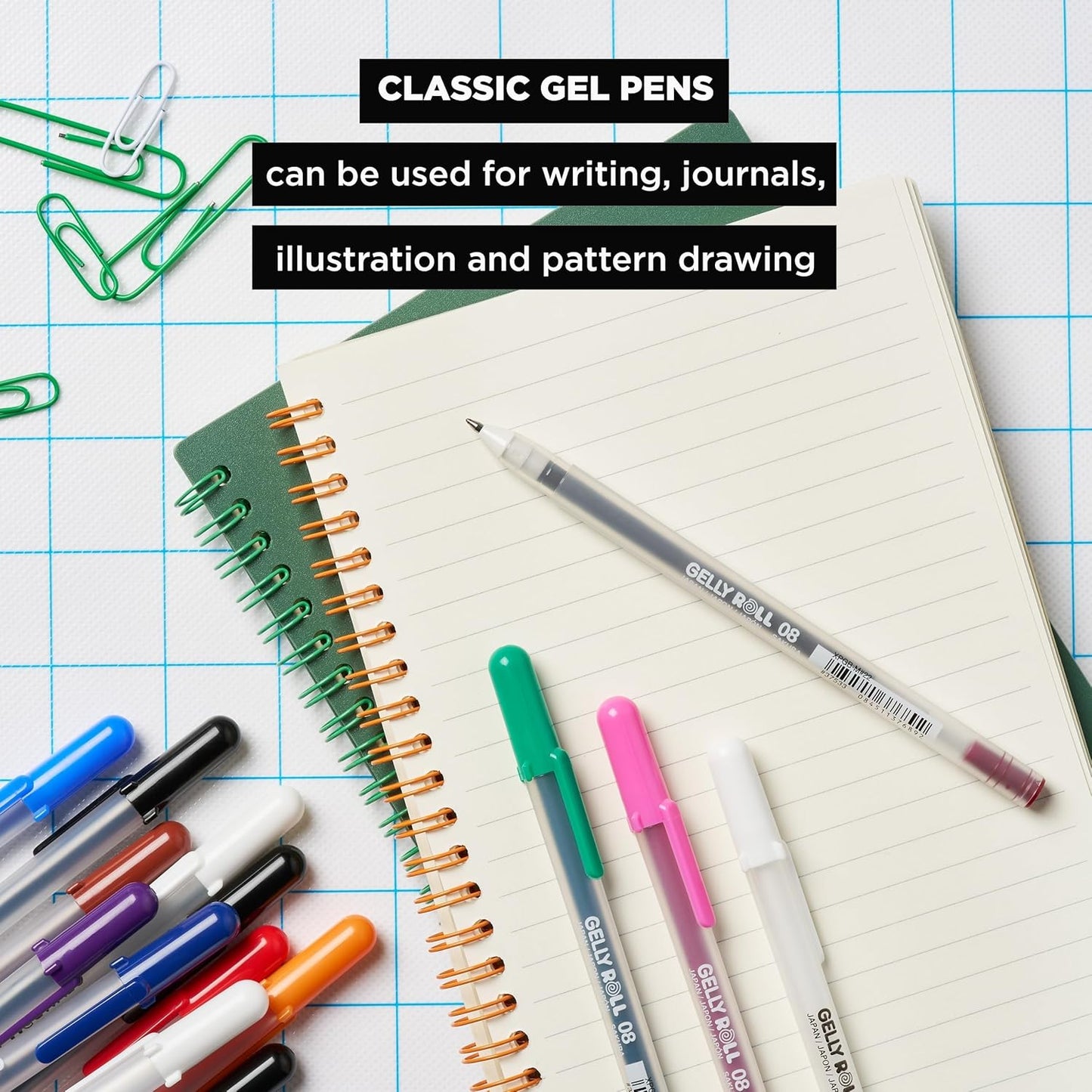 SAKURA Gelly Roll Classic Gel Pens, Opaque White Ink, Ass't Tips 05/08/10, 6 PK 57461