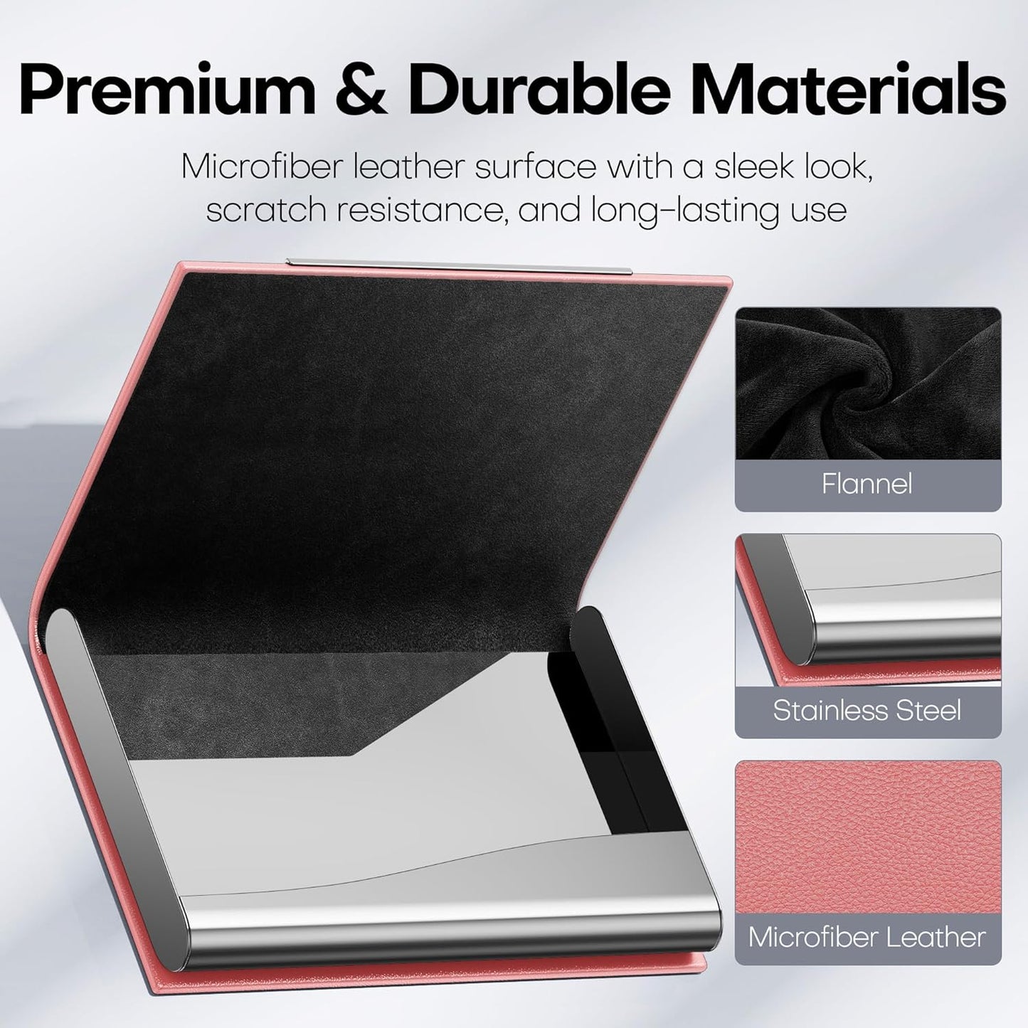 Padike Business Card Holder/ Case Professional PU Leather & Stainless Steel Multi Wallet Credit Card ID Case/Holder for Men & Women. (Black)