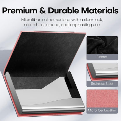 Padike Business Card Holder/ Case Professional PU Leather & Stainless Steel Multi Wallet Credit Card ID Case/Holder for Men & Women. (Black)