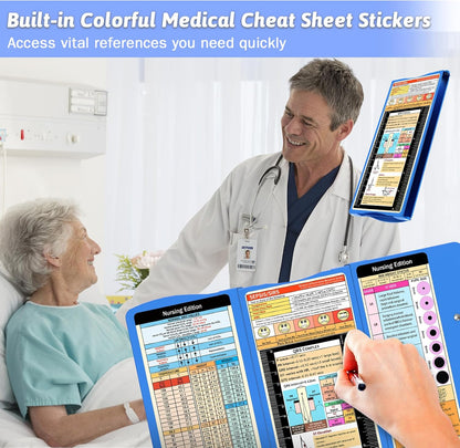 Nursing Clipboard Foldable Clipboard Medical: Edition Cheat Sheets Aluminum 3 Layers Foldable Clipboards Nursing Pocket Size Profile Clip Nurse Clipboards Notepad for Nurses Students and Doctors