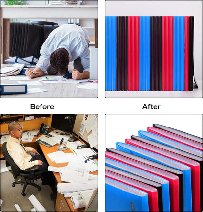 7-Pocket Expanding File 3pcs, Plastic Expandable File Folder - Black&Blue&Red