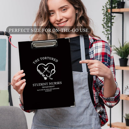 Trendy Black Leopard Print Clipboard Folio with Storage for Office Classroom, Preppy Dark Cheetah Print Padfolio with Metal Clip for Nurses Teachers Students Women Men, 12.4x9.25 in