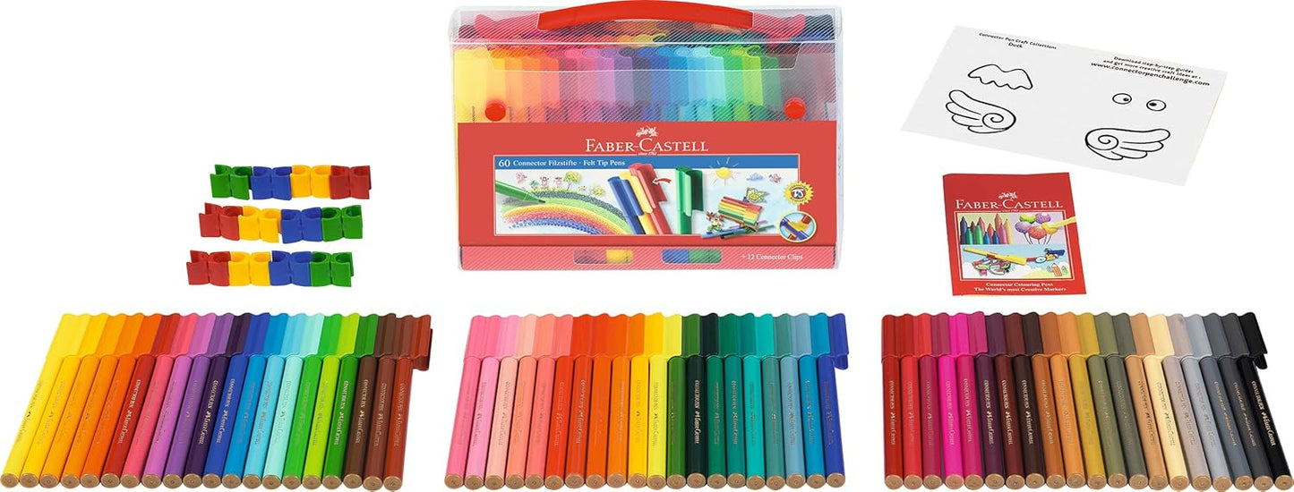 Faber-Castell 155560 Felt-Tip Pen Connector in Case 60 Pieces