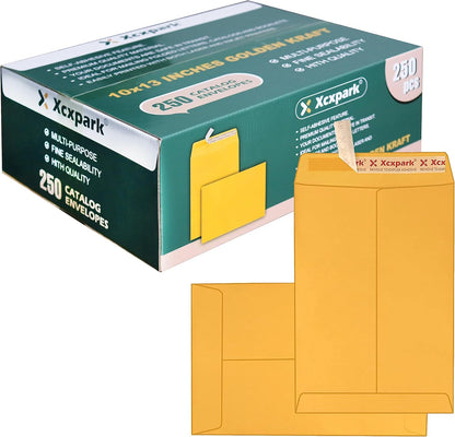 Xxcxpark 250 PCS 6x9 inches Security Catalog Envelopes Printable Self Seal Envelopes, Anti Tear brown Kraft Envelopes for Invitation Cards, Pictures, Photos, Documents